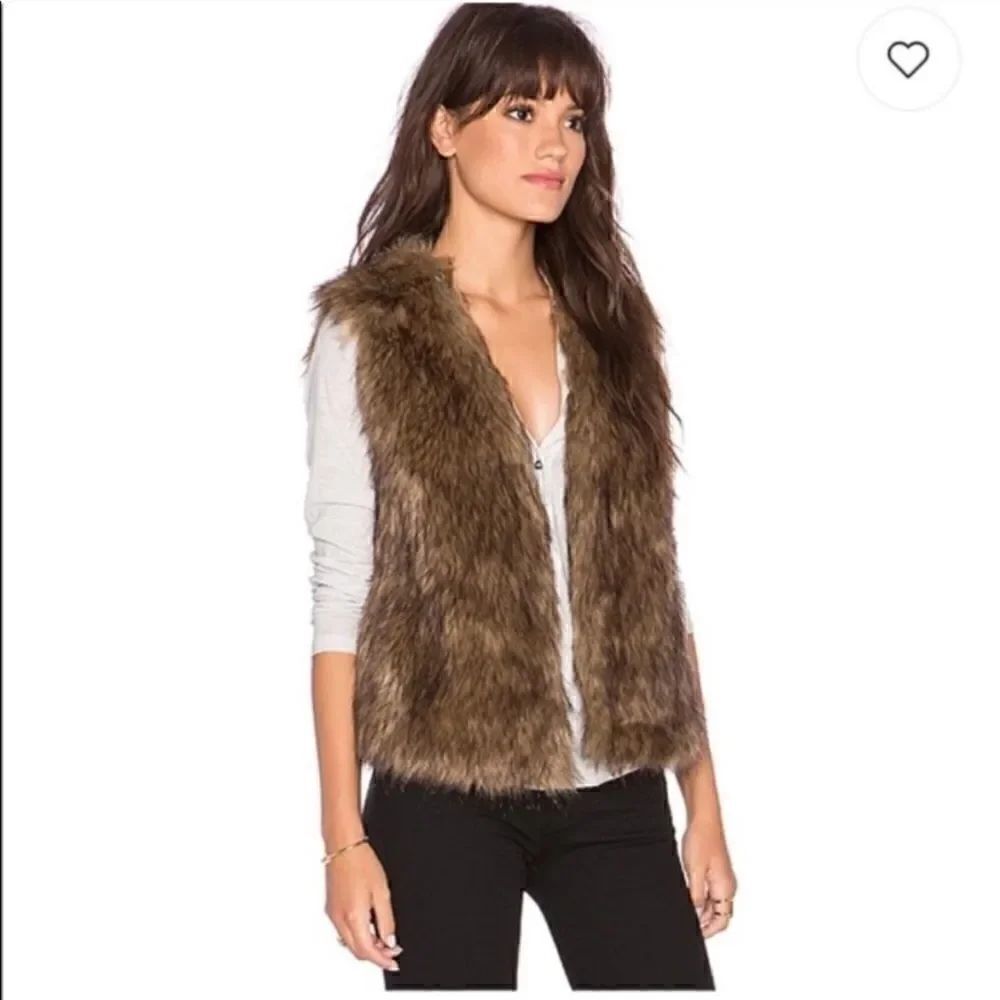 JACK by B.B. Dakota Faux Fur Vest Brown Black Tan Medium